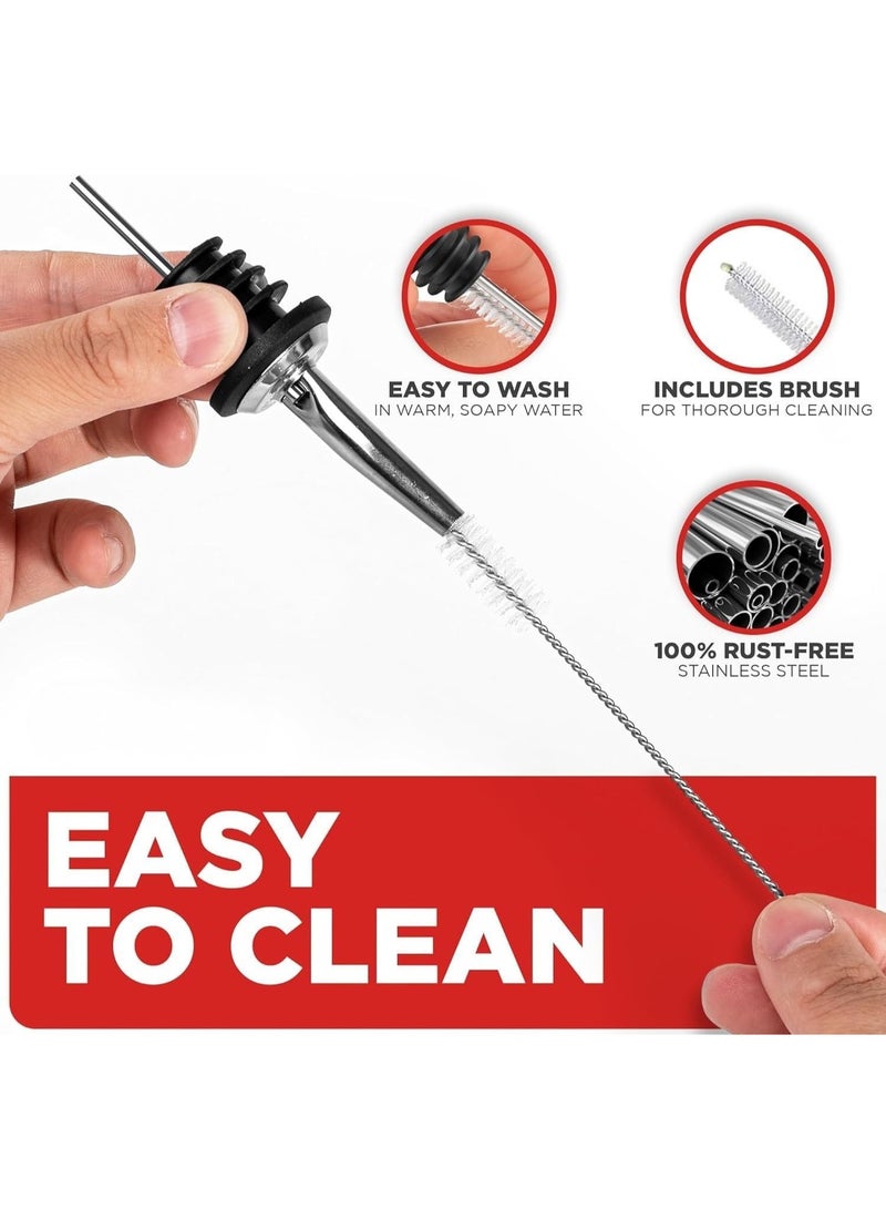 هوم زون عبوة من 12 قطعة من فوهة سكب الزيت مع اغطية مطاطية للغبار وفوهة صب المشروبات من الستانلس ستيل لزيت الزيتون والخل - Image 4